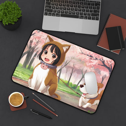 "Best Friends on a Spring Walk" - Desk Mat