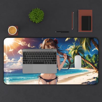 Happy Anime Girl at the beach - Desk Mat