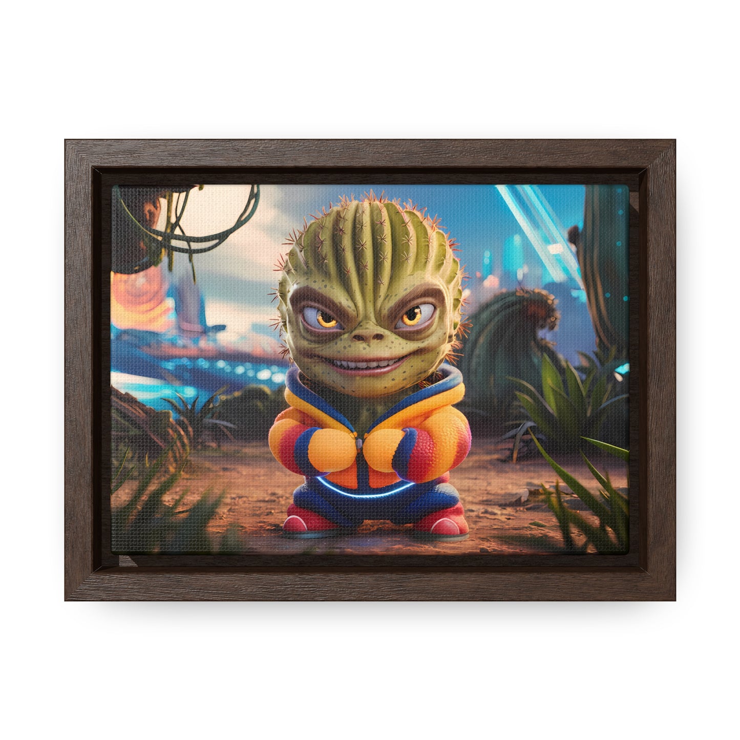 "Desert Champion: The Prickly Warrior" - Gallery Canvas Wraps, Horizontal Frame