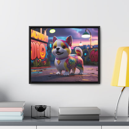 "Graffiti Pup in Neon Alley" - Gallery Canvas Wraps, Horizontal Frame