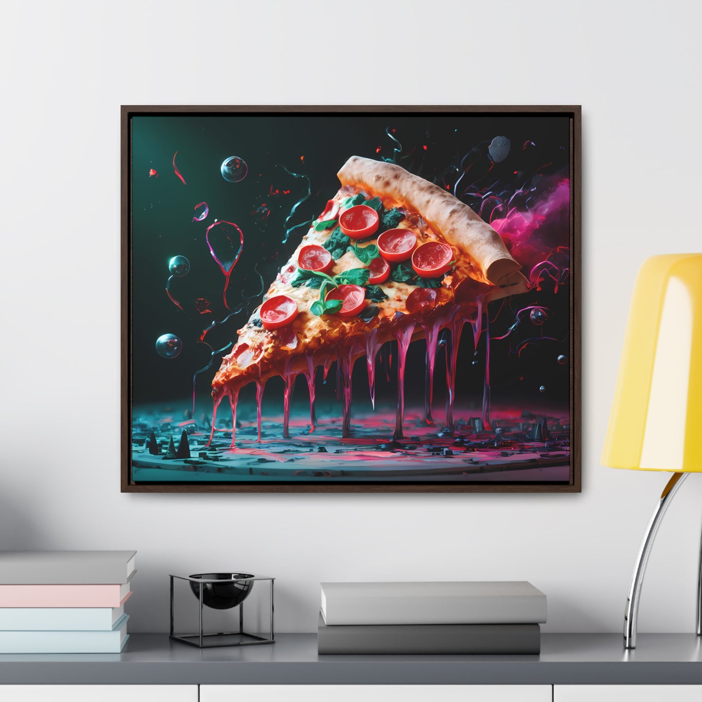 "Cosmic Slice of Pizza Bliss" - Gallery Canvas Wraps, Horizontal Frame