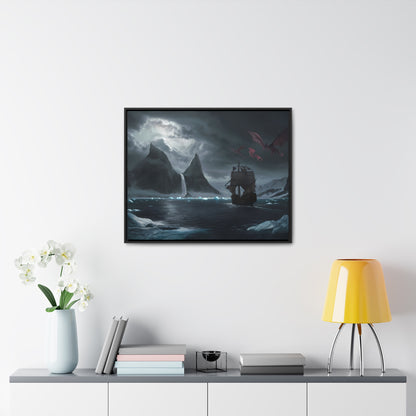 Dragons Over the Frozen Abyss - Gallery Canvas Wraps, Horizontal Frame