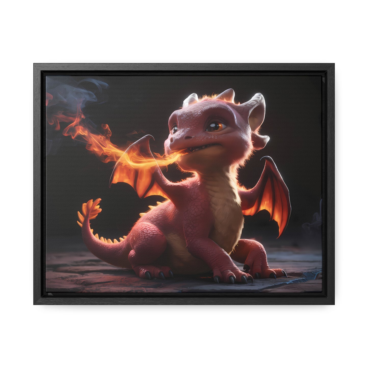 "Baby Dragon's First Flame" - Gallery Canvas Wraps, Horizontal Frame