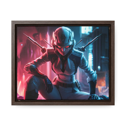 Cybernetic Valkyrie: Neon Enforcer - Gallery Canvas Wraps, Horizontal Frame