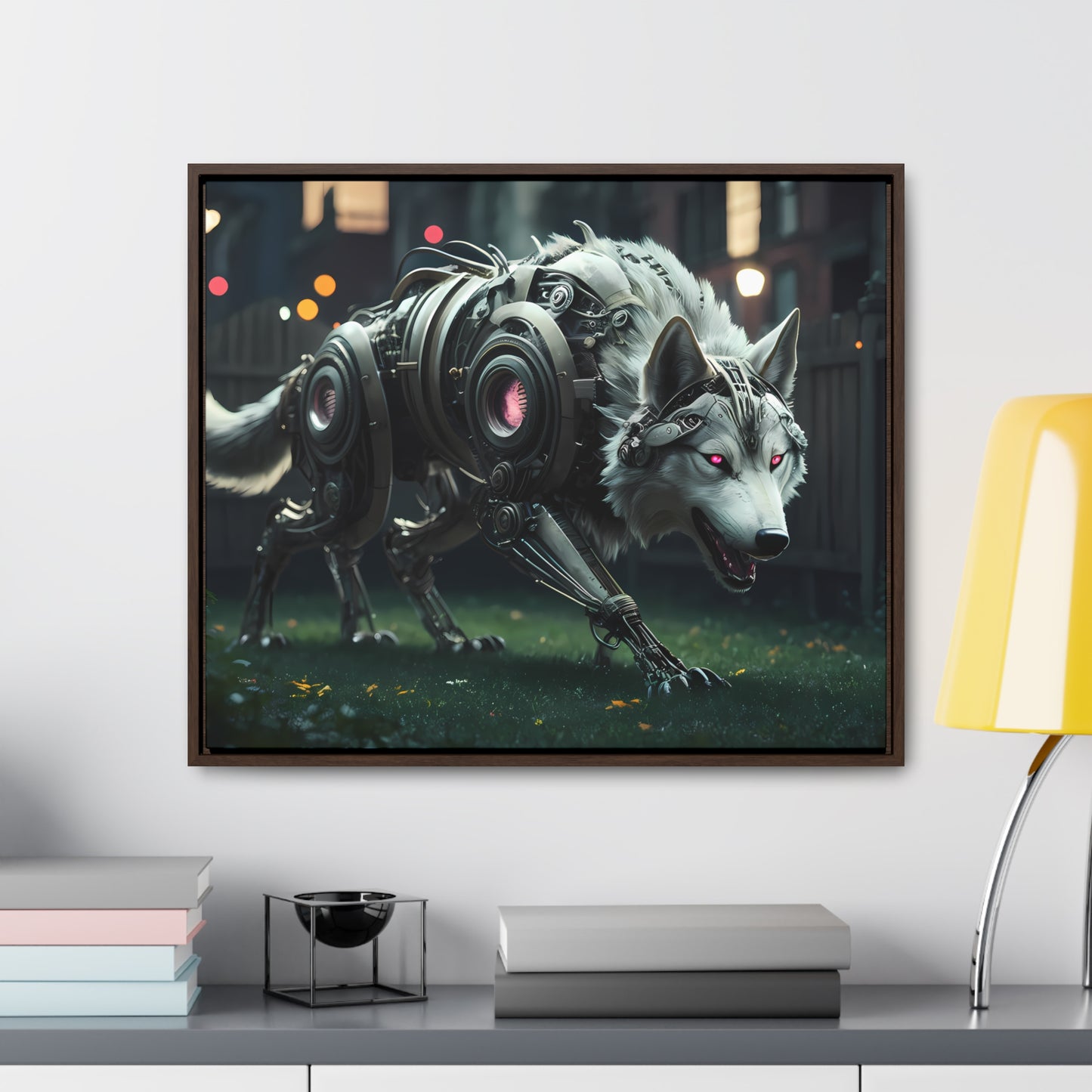 Cyber Wolf Sentinel - Gallery Canvas Wraps, Horizontal Frame