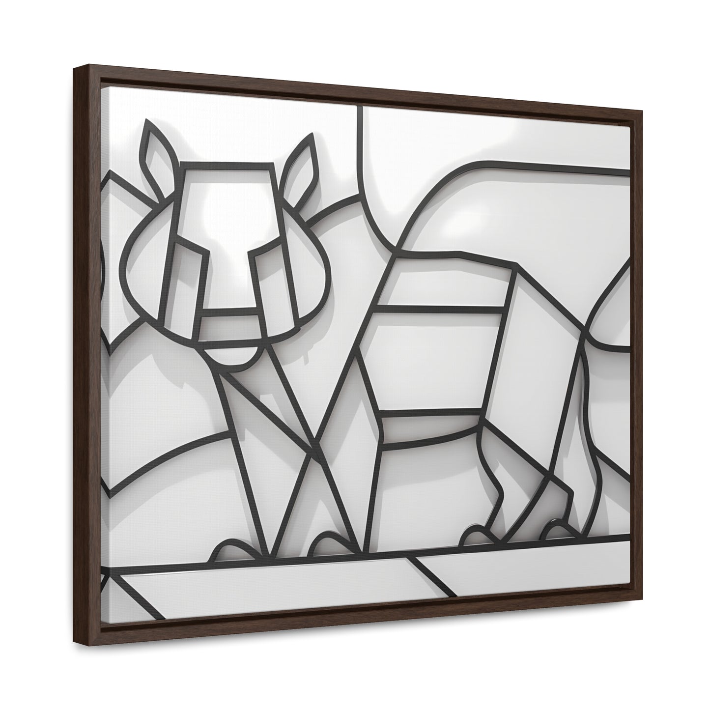 Geometric Rhino in Monochrome - Gallery Canvas Wraps, Horizontal Frame