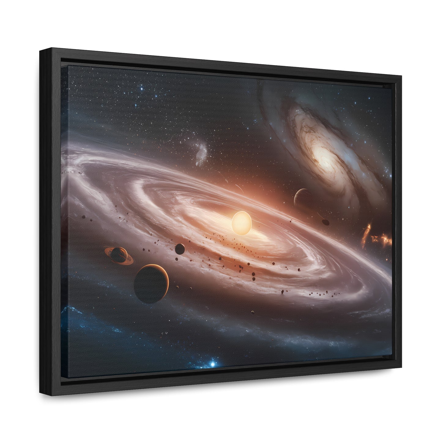 Celestial Symphony: The Dance of Galaxies and Planets - Gallery Canvas Wraps, Horizontal Frame