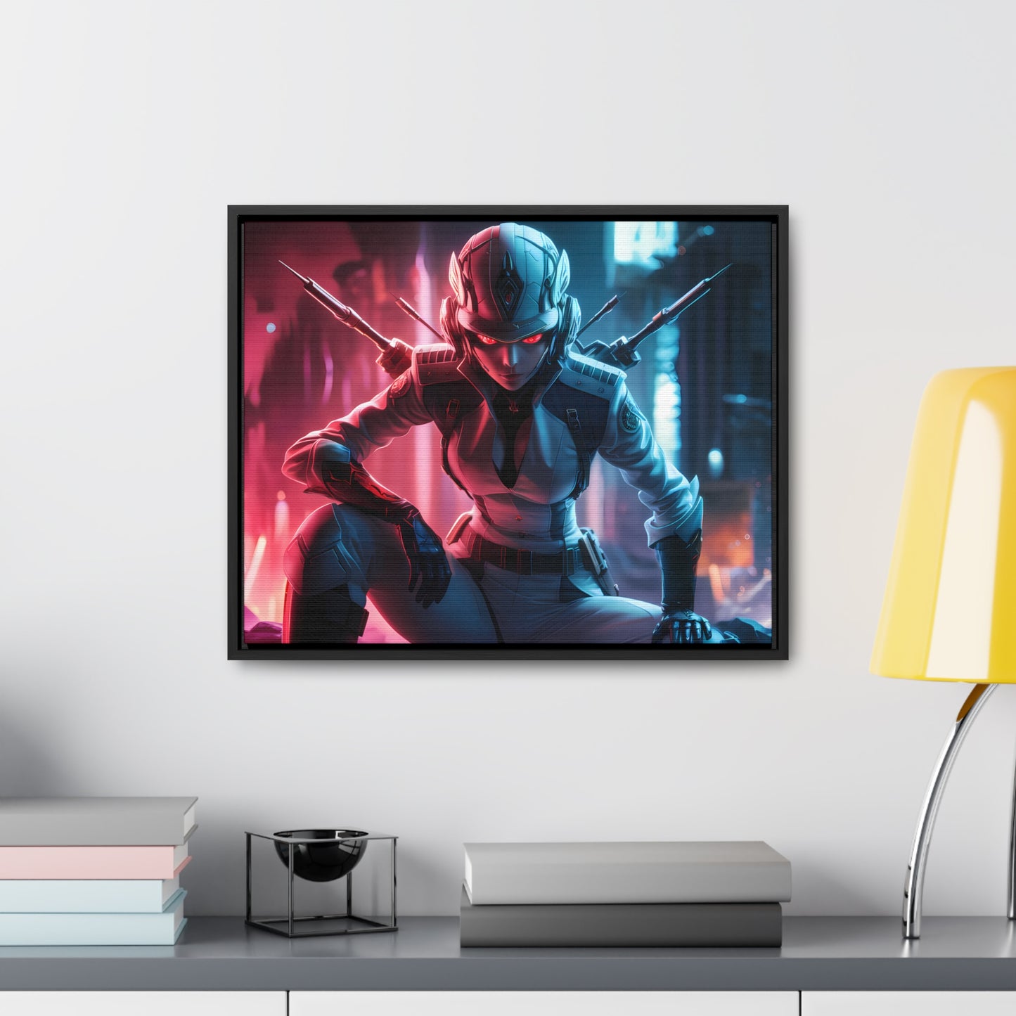 Cybernetic Valkyrie: Neon Enforcer - Gallery Canvas Wraps, Horizontal Frame