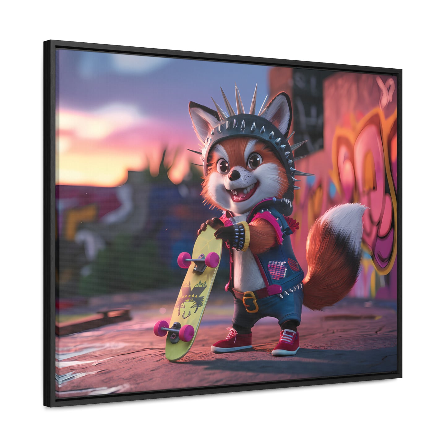 "Punk Skater Fox at Sunset" - Gallery Canvas Wraps, Horizontal Frame