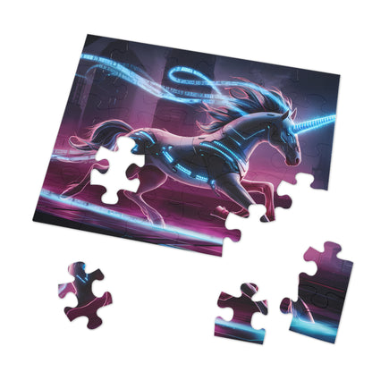 Cyber Unicorn in the Neon City - Jigsaw Puzzle (30, 110, 252, 500,1000-Piece)