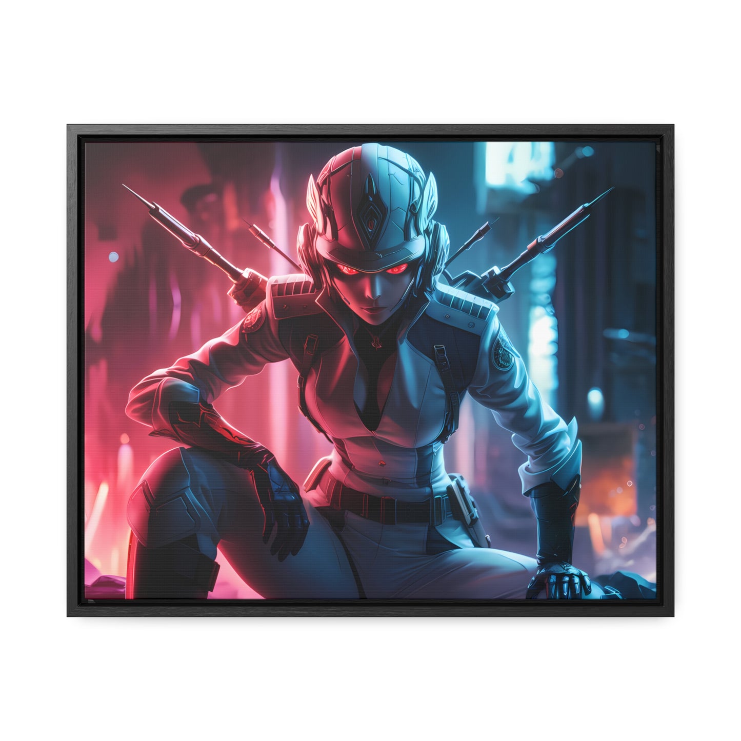 Cybernetic Valkyrie: Neon Enforcer - Gallery Canvas Wraps, Horizontal Frame