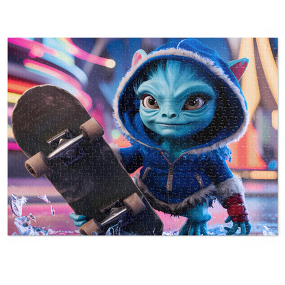 Skateboarding Alien in a Neon City - Jigsaw Puzzle (30, 110, 252, 500,1000-Piece)