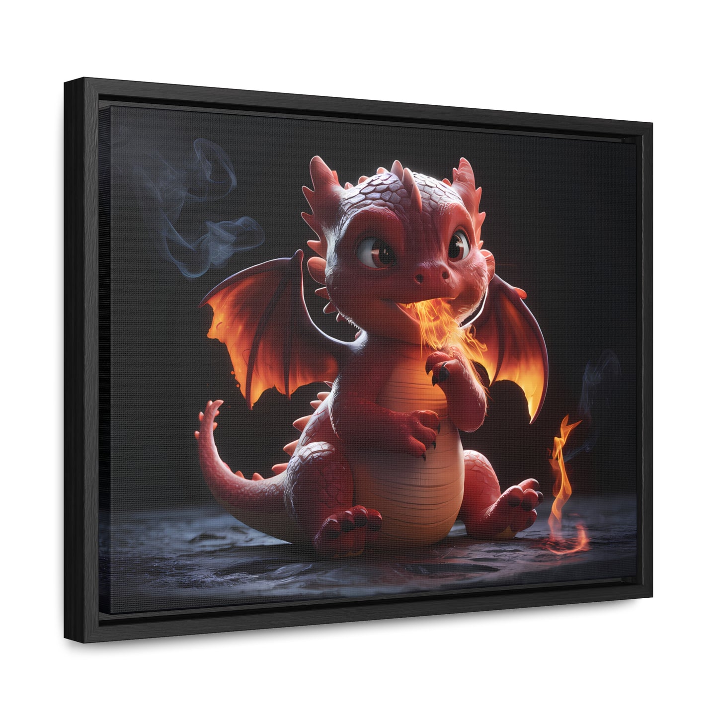 "Baby Dragon's First Flame" - Gallery Canvas Wraps, Horizontal Frame