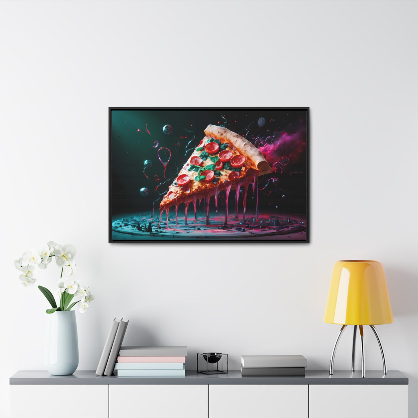 "Cosmic Slice of Pizza Bliss" - Gallery Canvas Wraps, Horizontal Frame