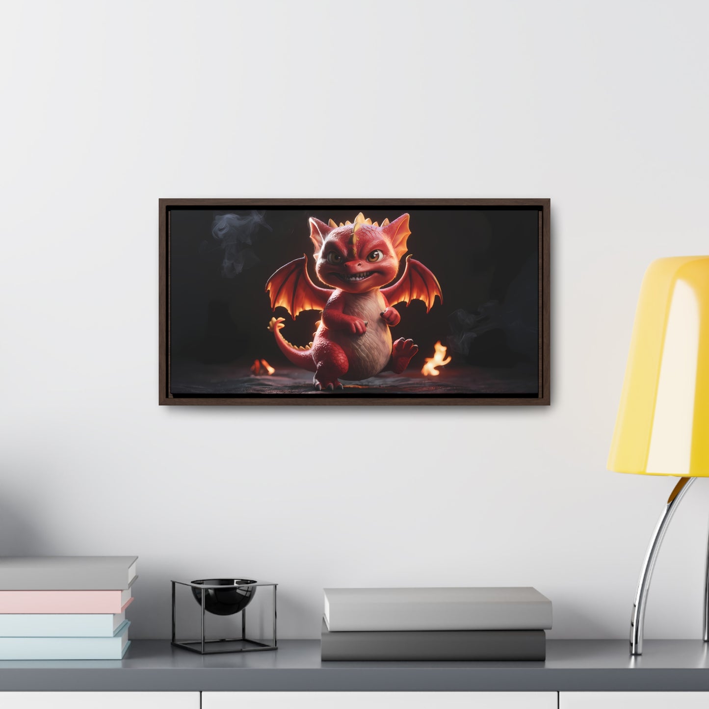 "Fiery Little Guardian" - Gallery Canvas Wraps, Horizontal Frame