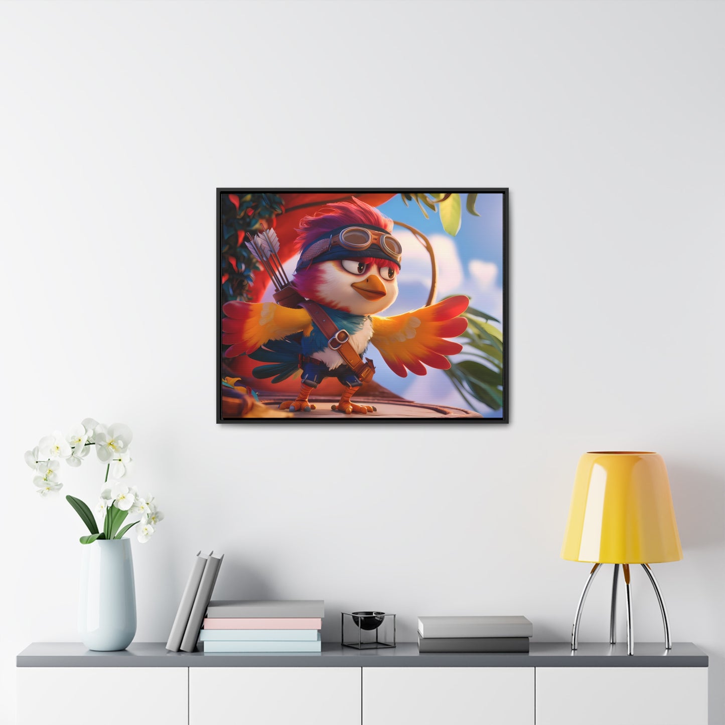 "Feathered Adventurer: The Brave Bird Archer" - Gallery Canvas Wraps, Horizontal Frame