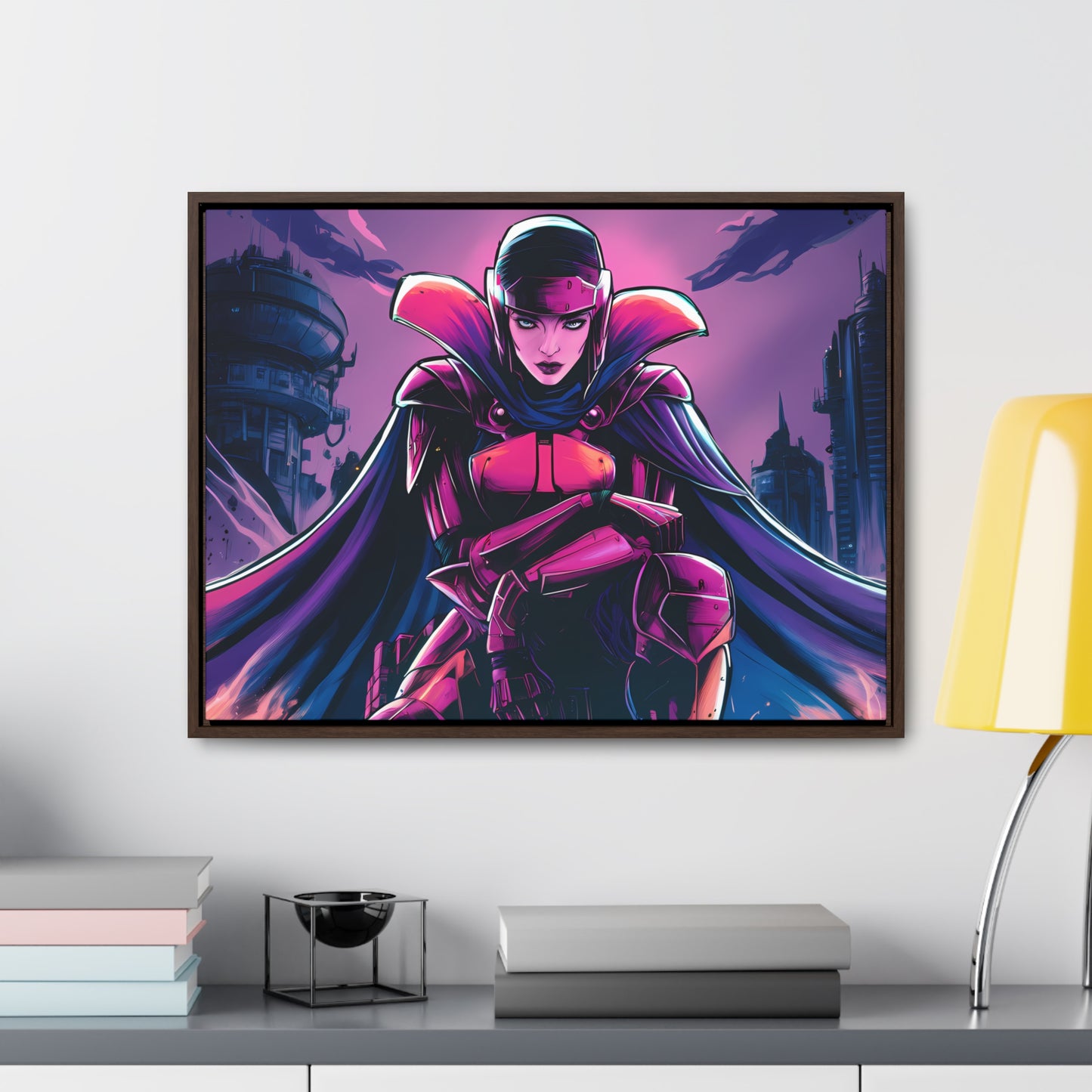 Guardian of the Neon Empire - Gallery Canvas Wraps, Horizontal Frame