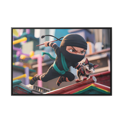 "Ninja and the Fearless Pup" - Gallery Canvas Wraps, Horizontal Frame