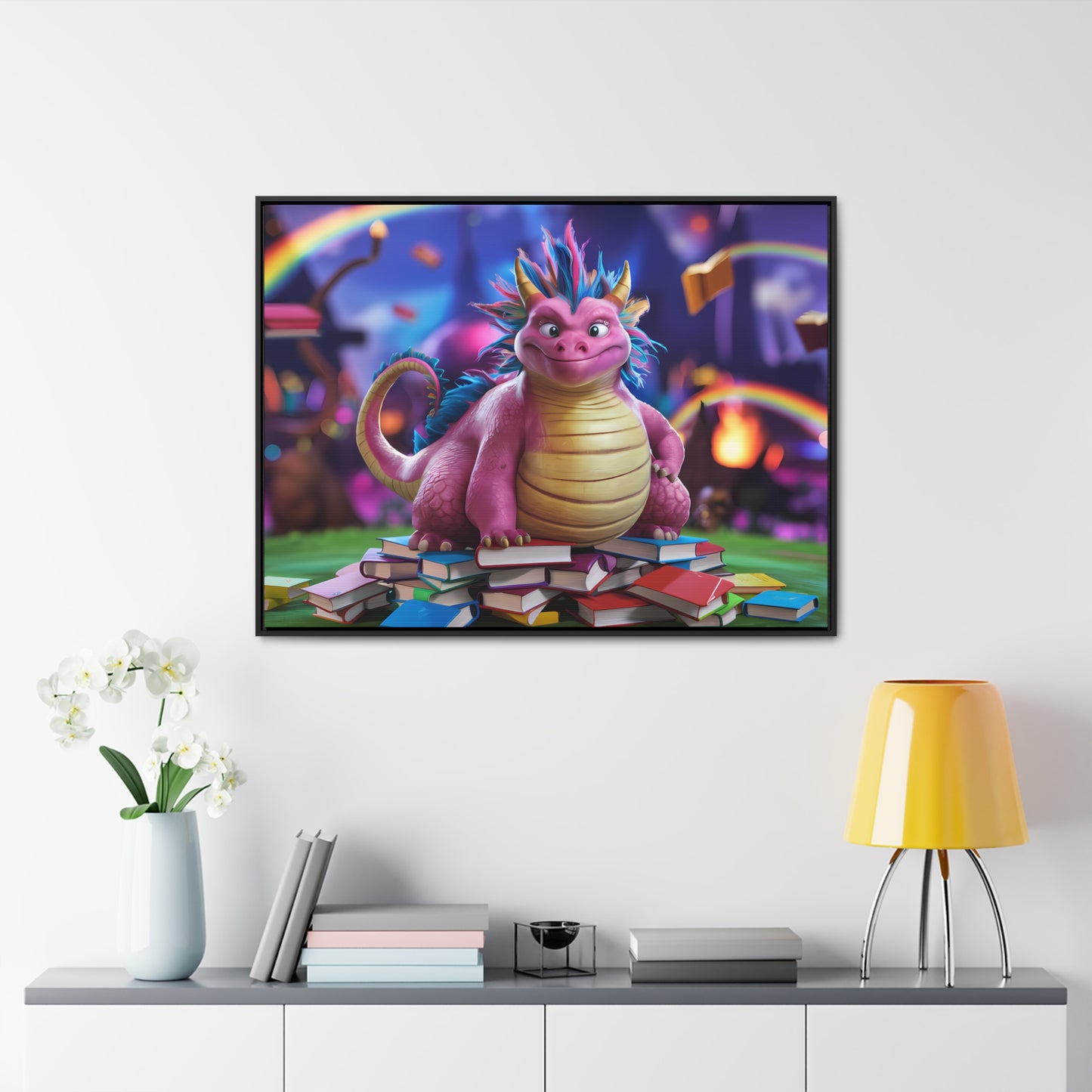 "Guardian of the Magical Library" - Gallery Canvas Wraps, Horizontal Frame