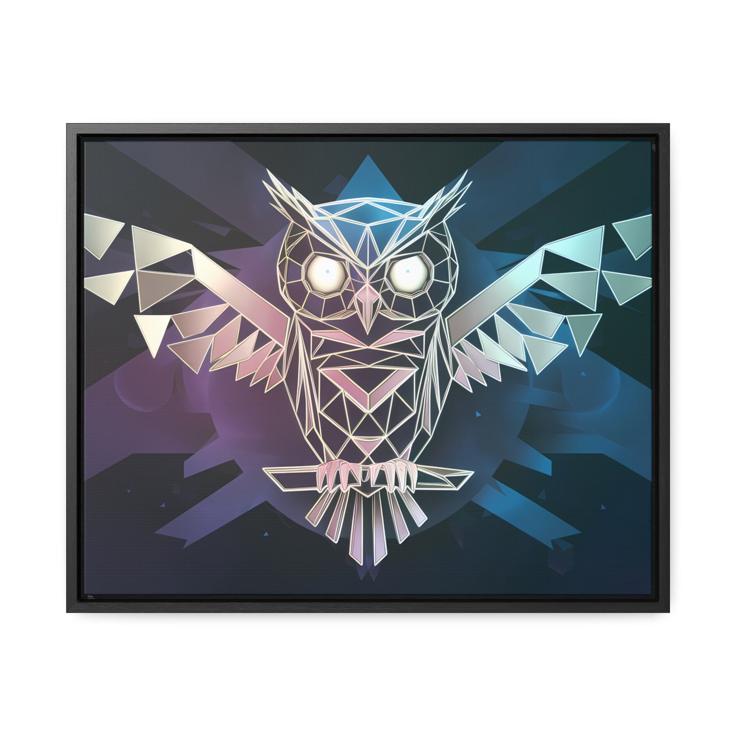 "Geometric Owl of Wisdom" - Gallery Canvas Wraps, Horizontal Frame