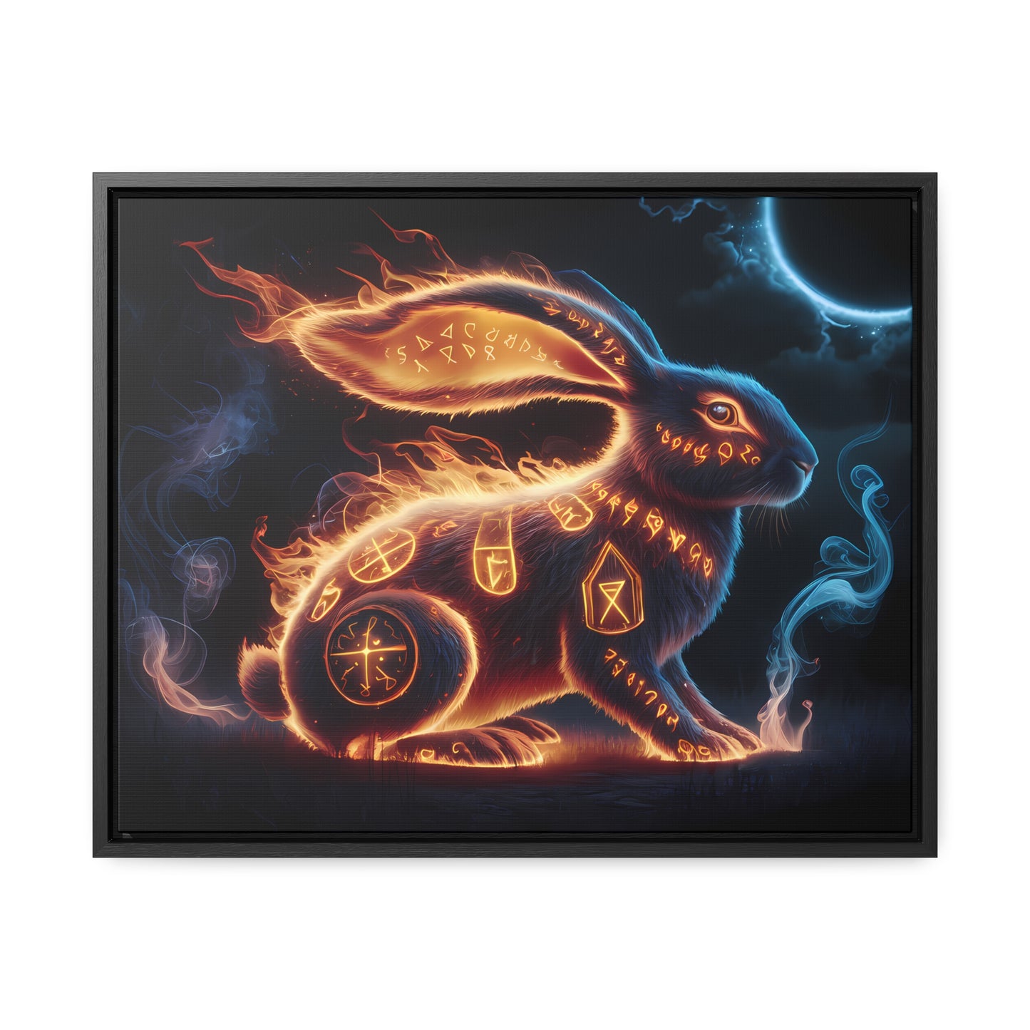 Runic Flame Rabbit - Gallery Canvas Wraps, Horizontal Frame