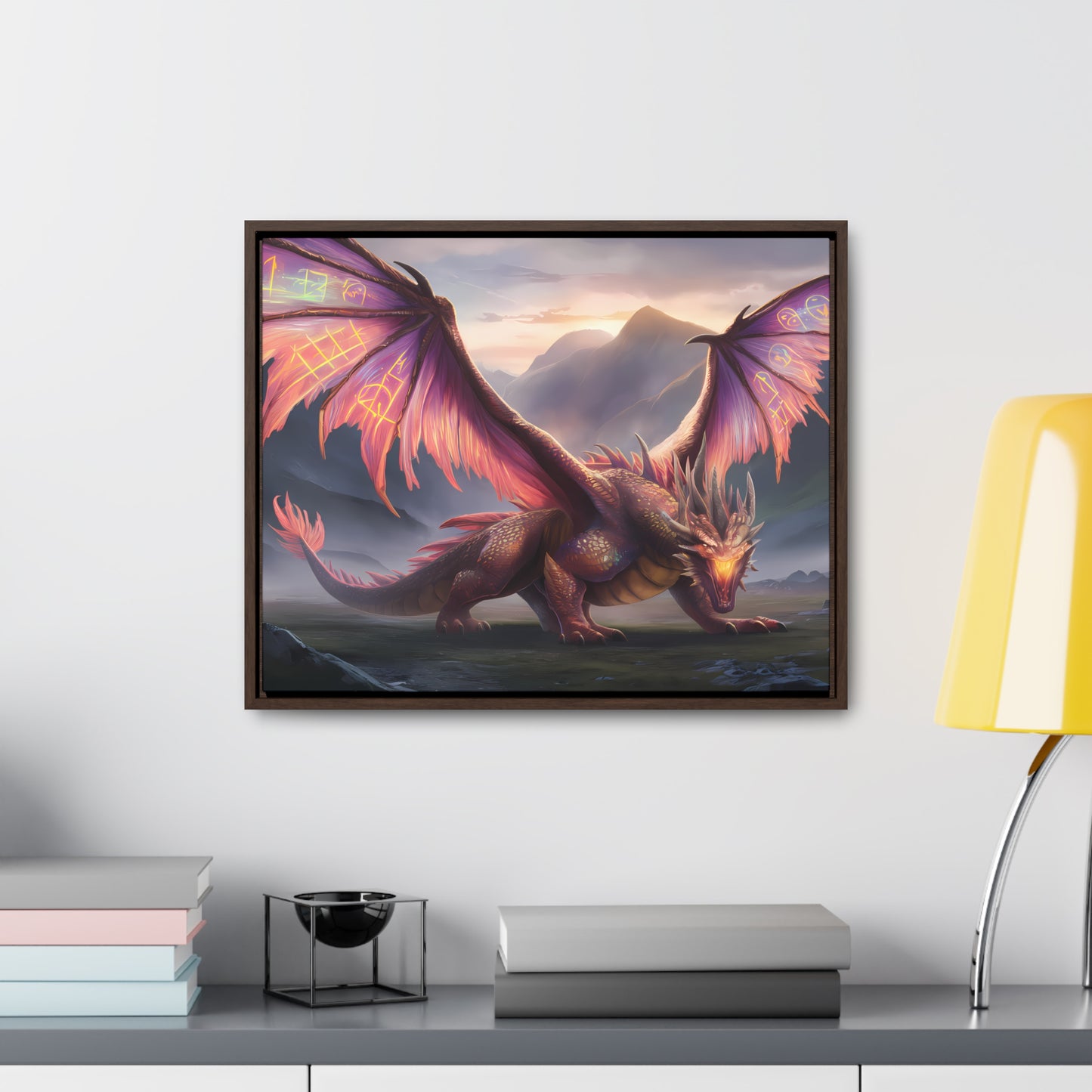 "The Arcane Guardian of the Crimson Peaks" - Gallery Canvas Wraps, Horizontal Frame