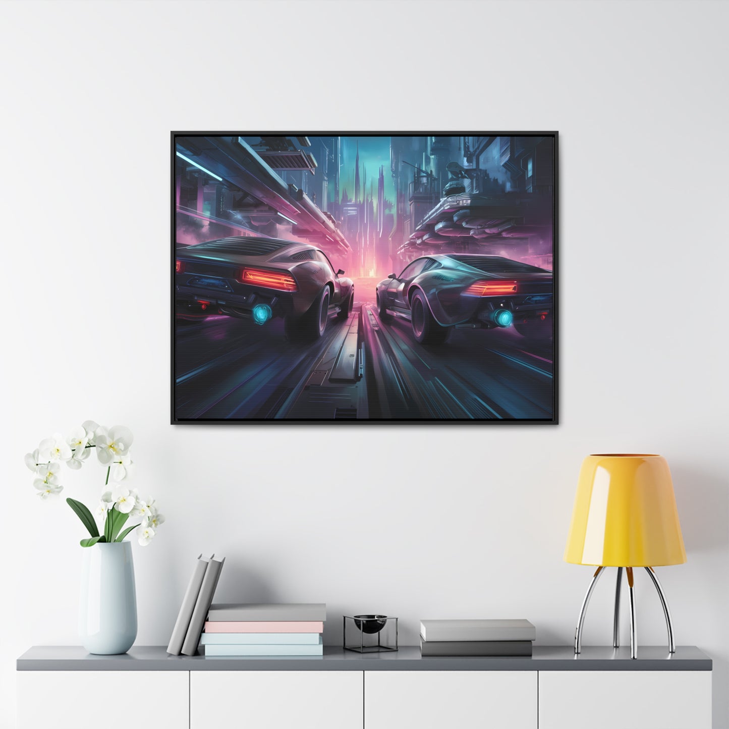 Neon Horizon: Velocity Clash - Gallery Canvas Wraps, Horizontal Frame