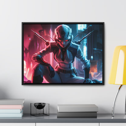 Cybernetic Valkyrie: Neon Enforcer - Gallery Canvas Wraps, Horizontal Frame