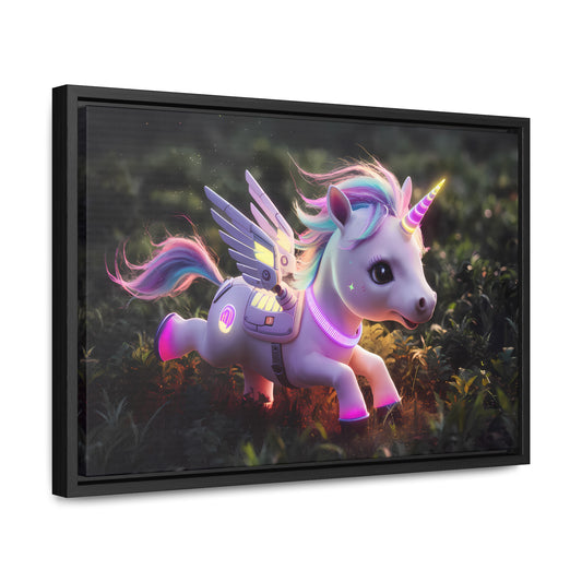 "Cybernetic Unicorn's Twilight Adventure" - Gallery Canvas Wraps, Horizontal Frame