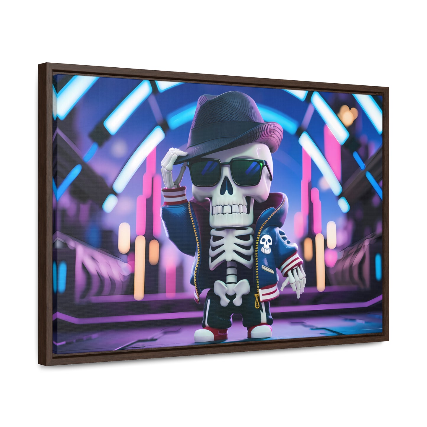 "Neon Skull Groove" - Gallery Canvas Wraps, Horizontal Frame