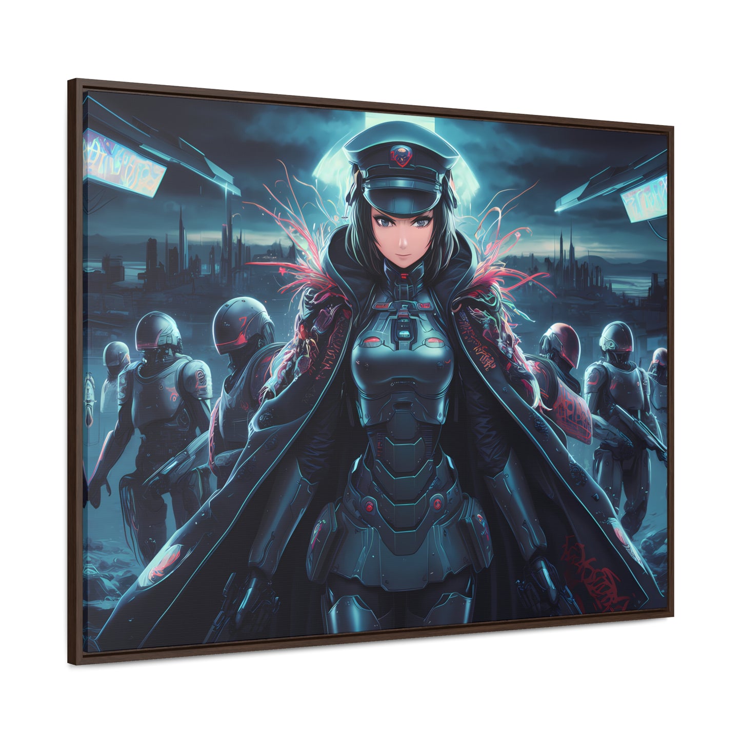 Cybernetic Enforcer: Rise of the Neon Syndicate - Gallery Canvas Wraps, Horizontal Frame