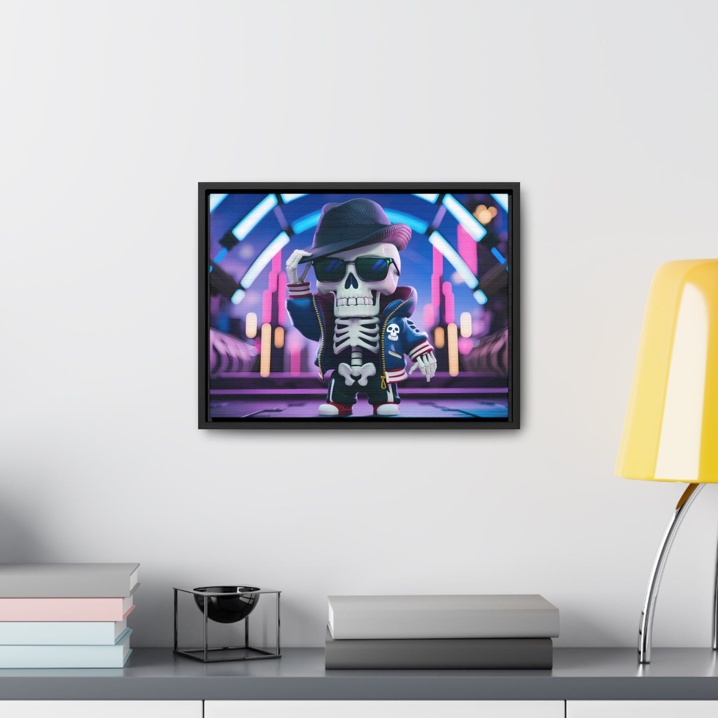 "Neon Skull Groove" - Gallery Canvas Wraps, Horizontal Frame