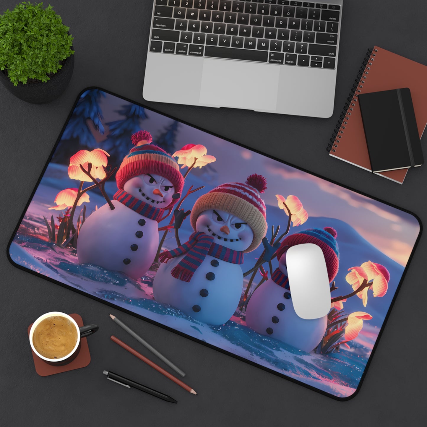 Frosty Foes in the Glow of Winter - Desk Mat