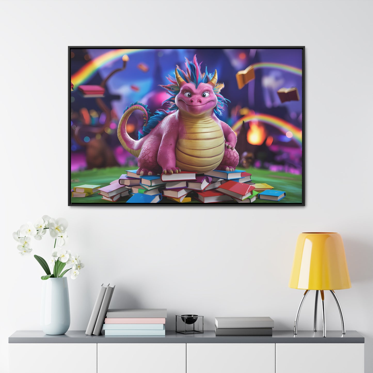 "Guardian of the Magical Library" - Gallery Canvas Wraps, Horizontal Frame