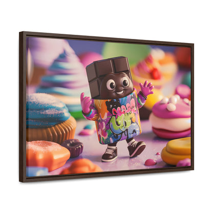 "Choco-Buddy's Sweet Adventure" - Gallery Canvas Wraps, Horizontal Frame