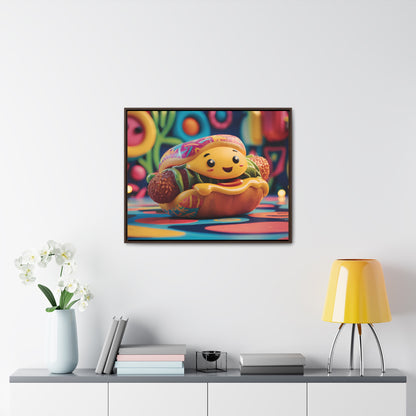 Cheerful Burger Adventure - Gallery Canvas Wraps, Horizontal Frame