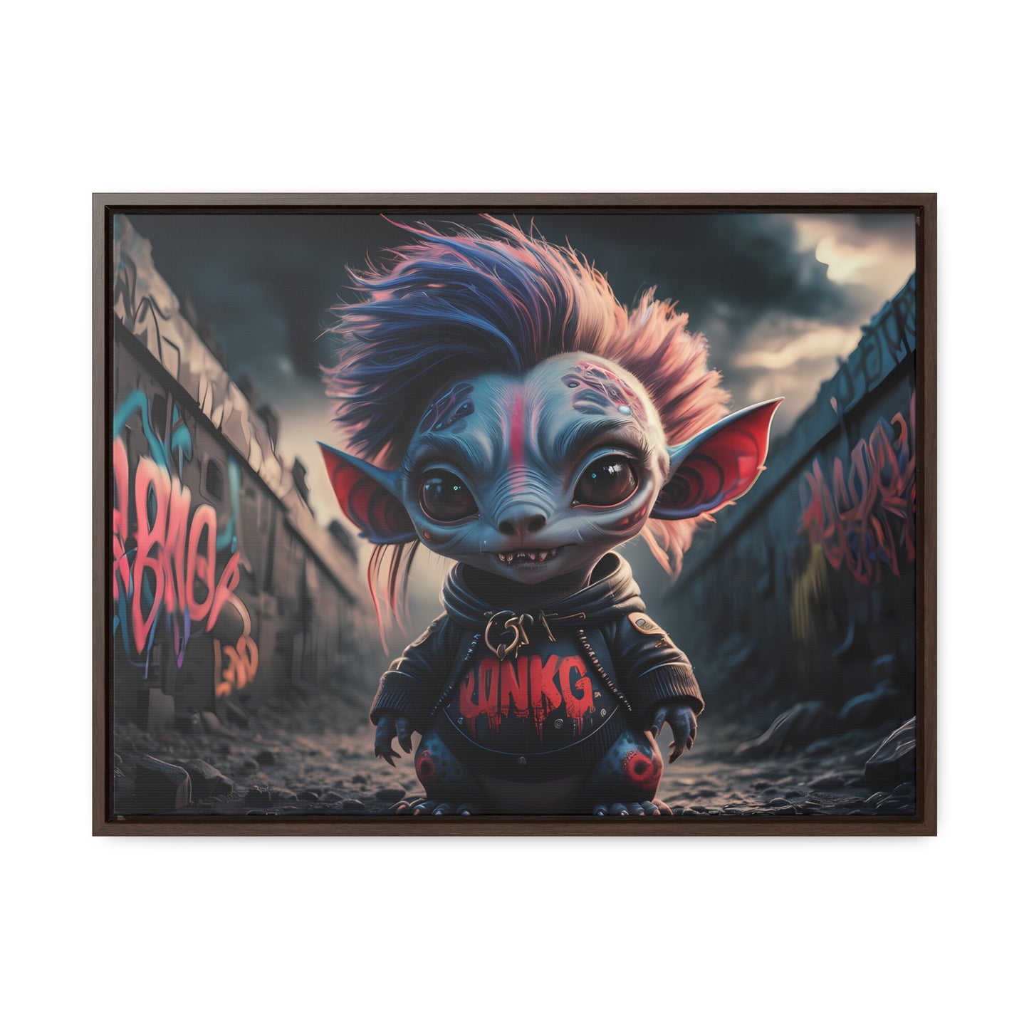 Rebel Gremlin in the Neon Alley - Gallery Canvas Wraps, Horizontal Frame