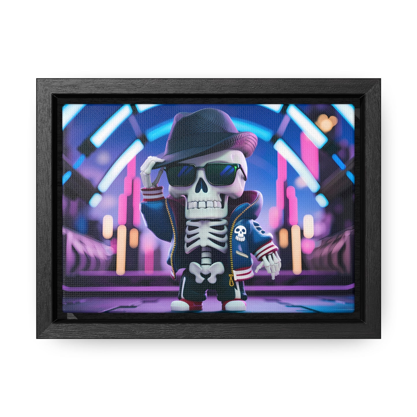 "Neon Skull Groove" - Gallery Canvas Wraps, Horizontal Frame