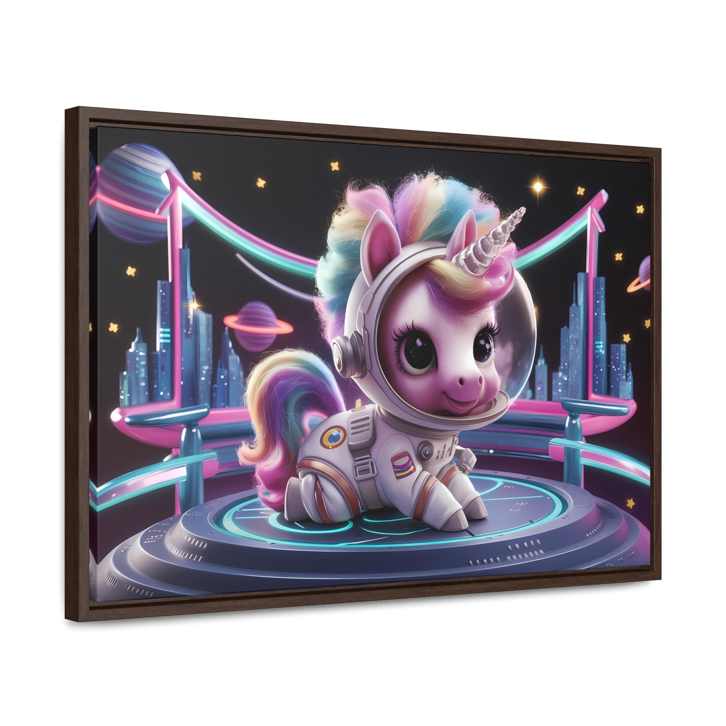 "Galactic Unicorn Explorer" - Gallery Canvas Wraps, Horizontal Frame