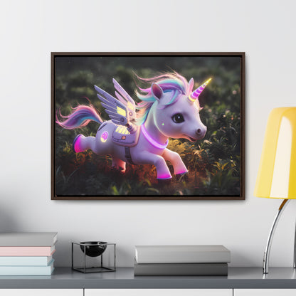 "Cybernetic Unicorn's Twilight Adventure" - Gallery Canvas Wraps, Horizontal Frame