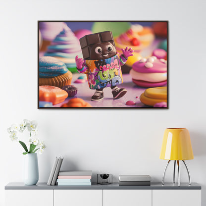 "Choco-Buddy's Sweet Adventure" - Gallery Canvas Wraps, Horizontal Frame