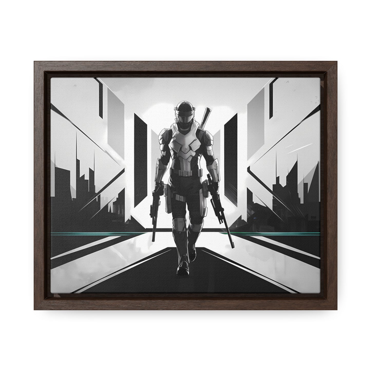 Sentinel of the Neon Metropolis - Gallery Canvas Wraps, Horizontal Frame