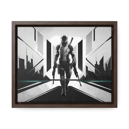 Sentinel of the Neon Metropolis - Gallery Canvas Wraps, Horizontal Frame