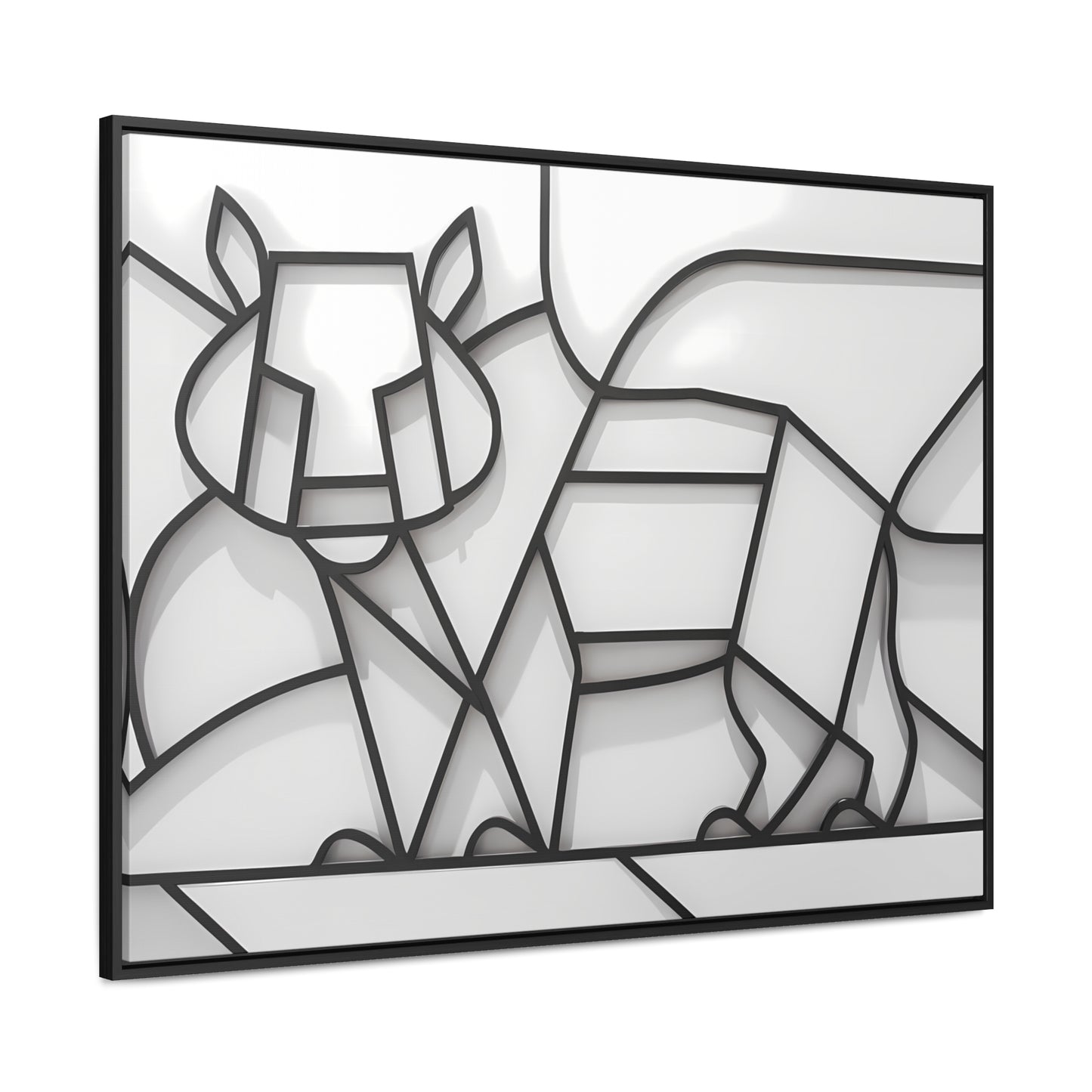 Geometric Rhino in Monochrome - Gallery Canvas Wraps, Horizontal Frame