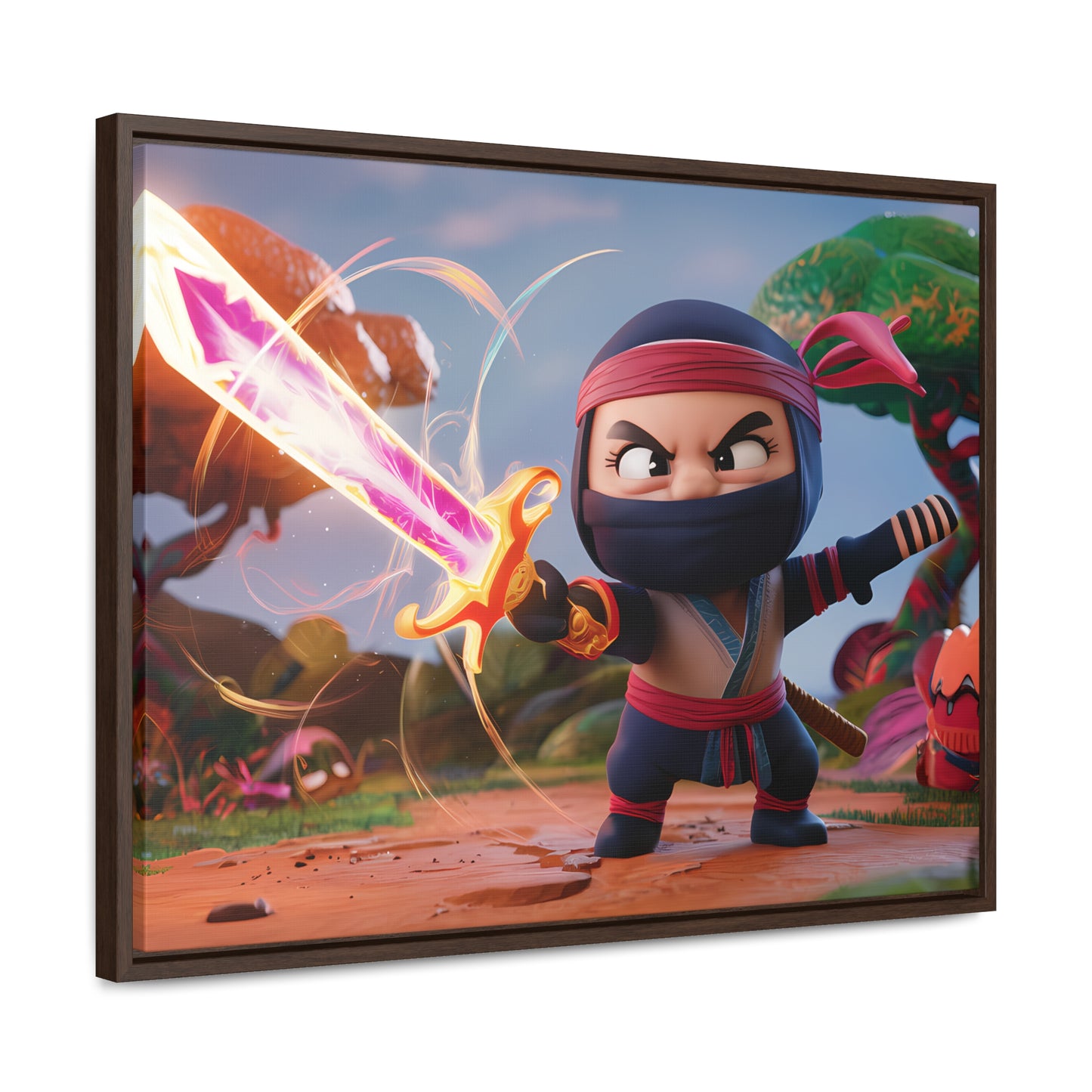 Ninja's Radiant Blade Adventure - Gallery Canvas Wraps, Horizontal Frame