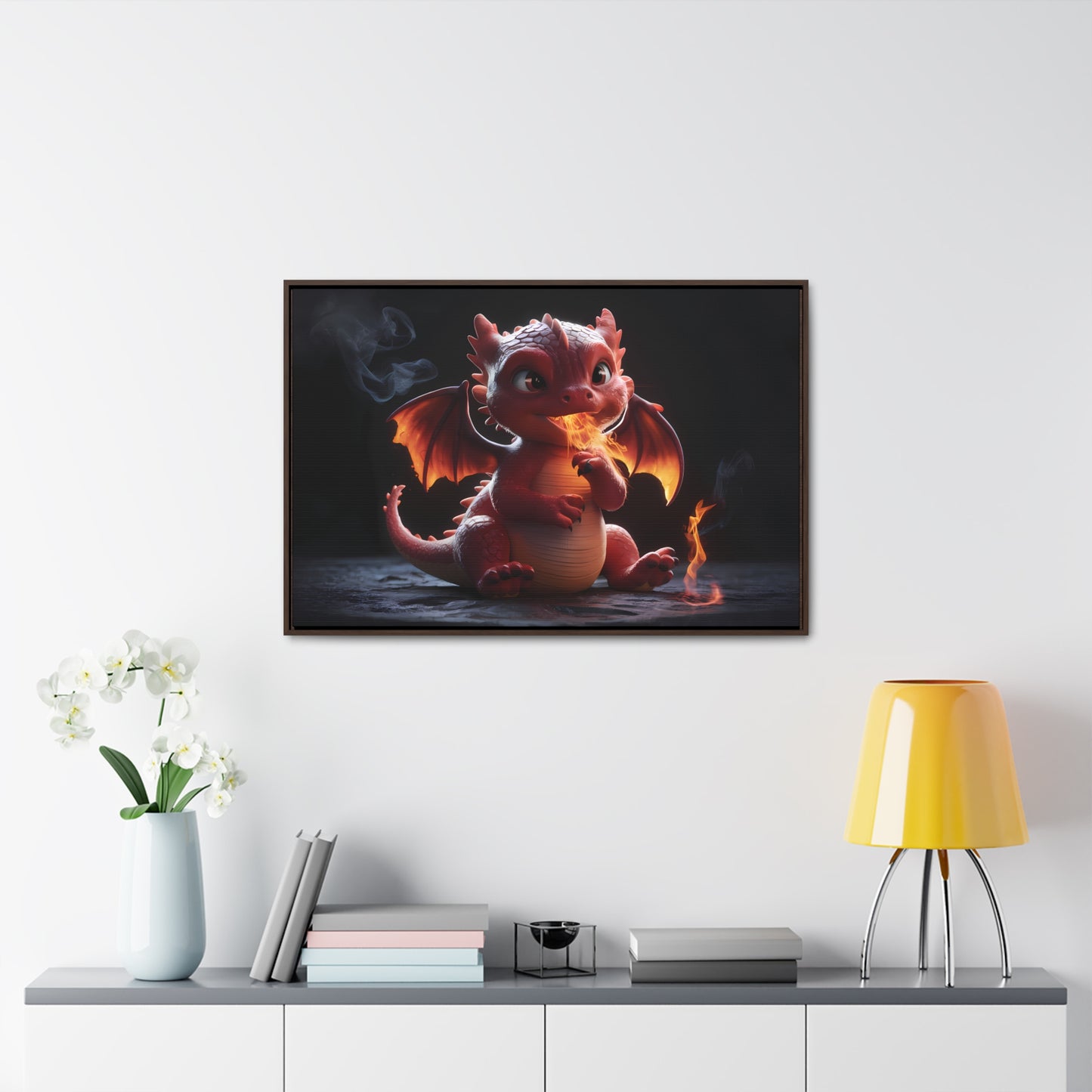 "Baby Dragon's First Flame" - Gallery Canvas Wraps, Horizontal Frame