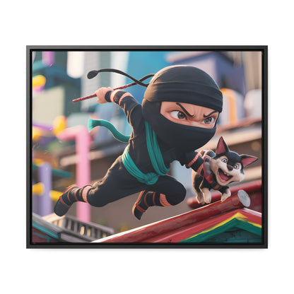 "Ninja and the Fearless Pup" - Gallery Canvas Wraps, Horizontal Frame