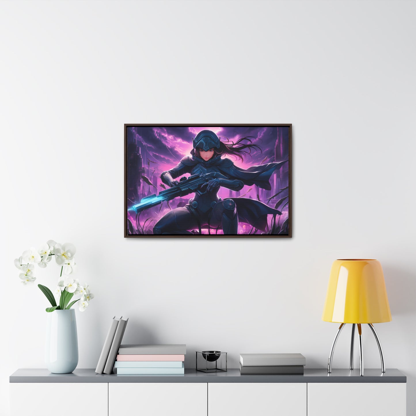 Shadow Sentinel: Neon Hunter - Gallery Canvas Wraps, Horizontal Frame