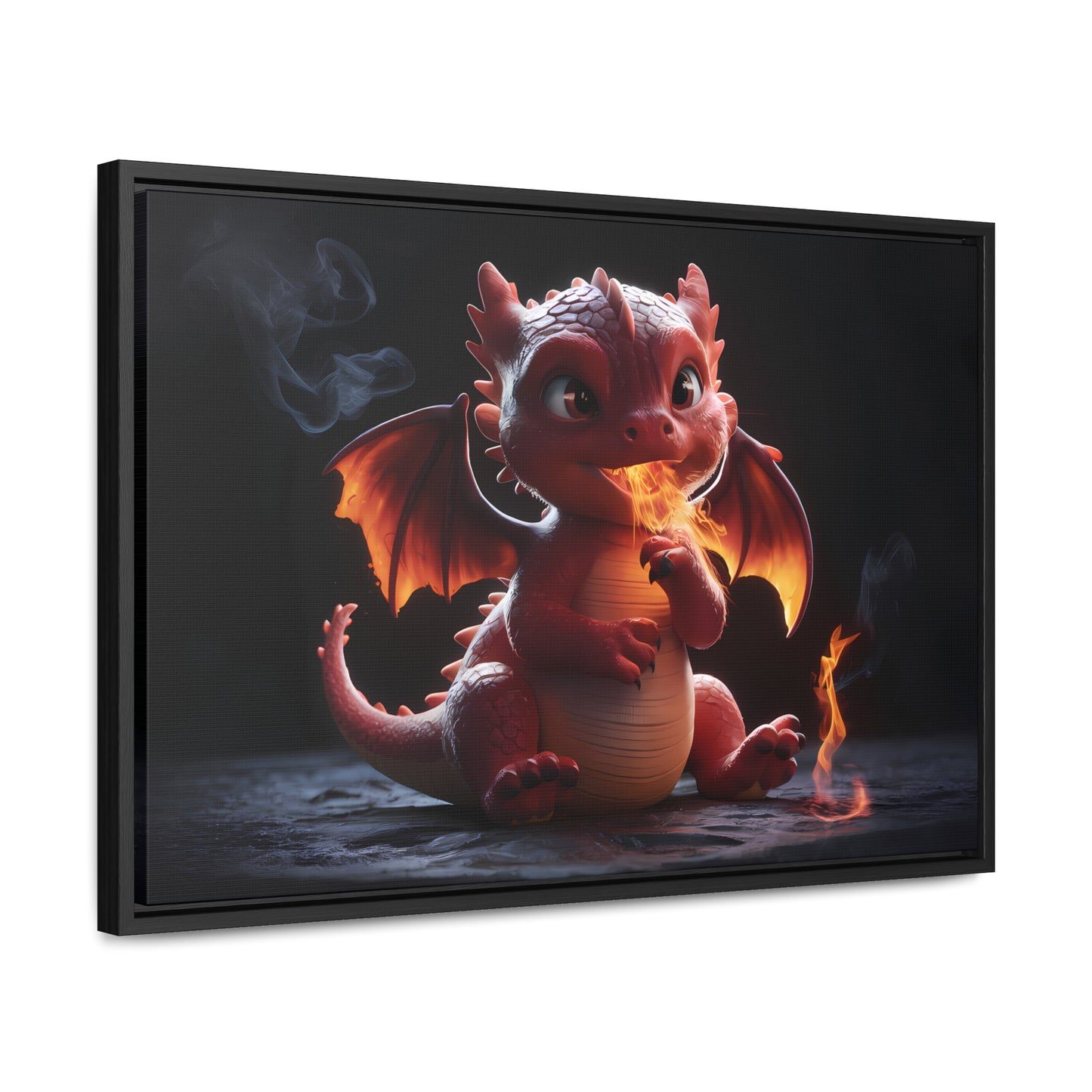 "Baby Dragon's First Flame" - Gallery Canvas Wraps, Horizontal Frame