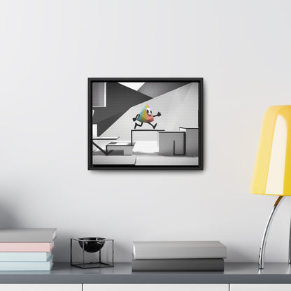 Geometric Adventure in Monochrome World - Gallery Canvas Wraps, Horizontal Frame